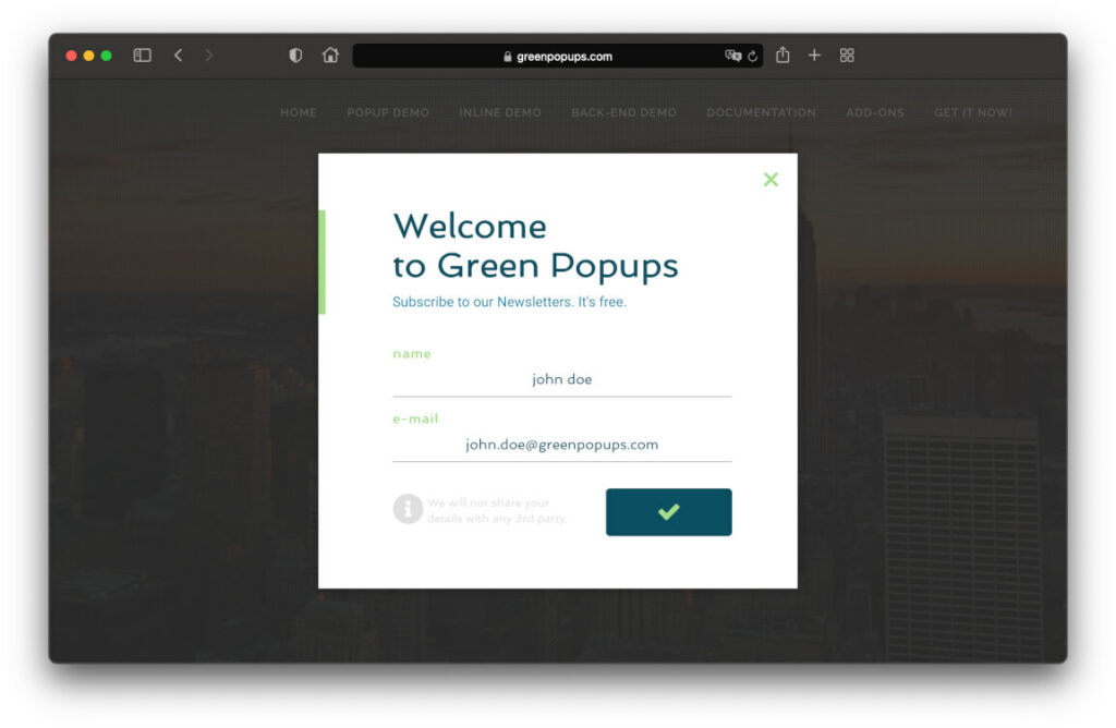 Green Popups Plugin