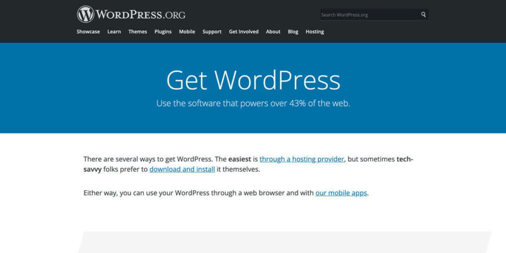 Download WordPress to install it on a subdomain
