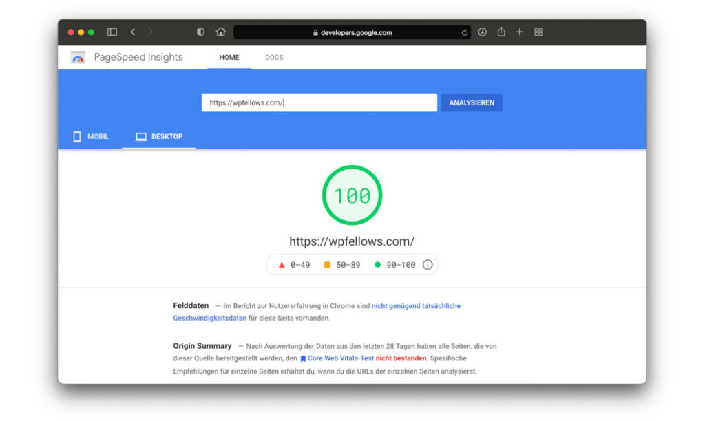 Measure your loading times with Google PageSpeed Insights