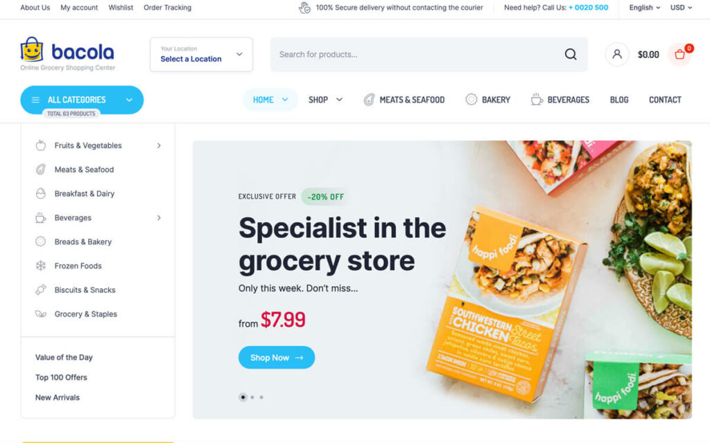 The most popular grocery store WordPress theme