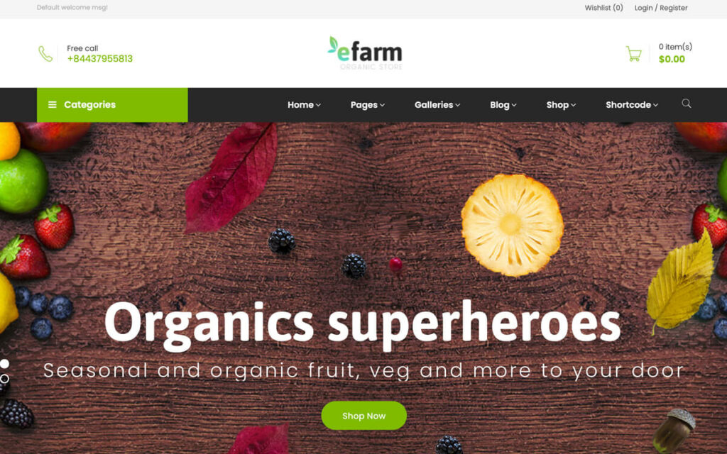 eFarm theme organic grocery market