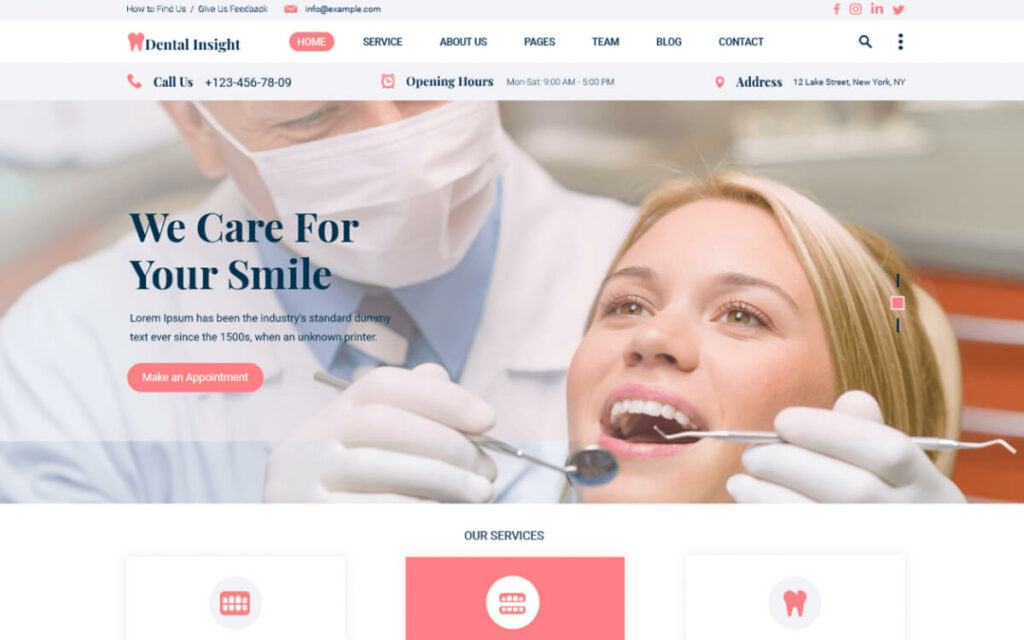 Dental Insight is a medical WordPress theme