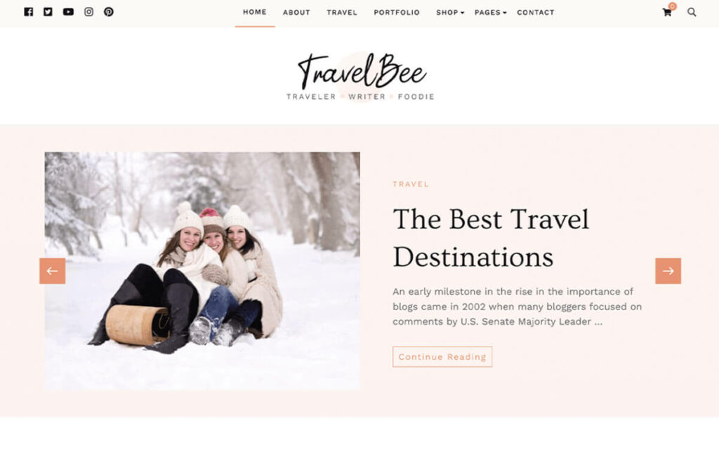 A free WordPress theme for travel bloggers and travelers
