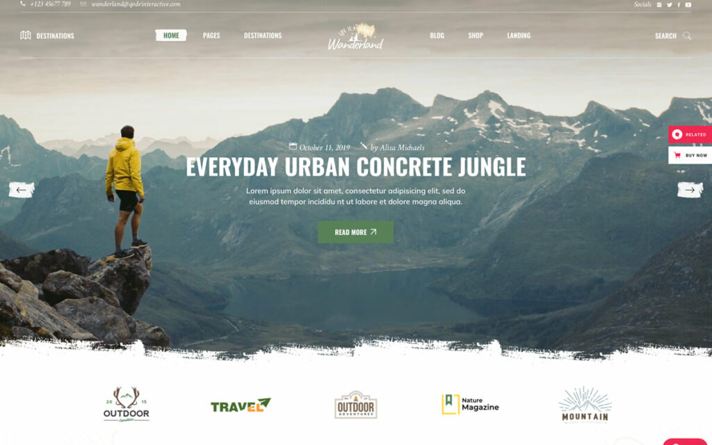 Wanderland is one of the best WordPress travel themes